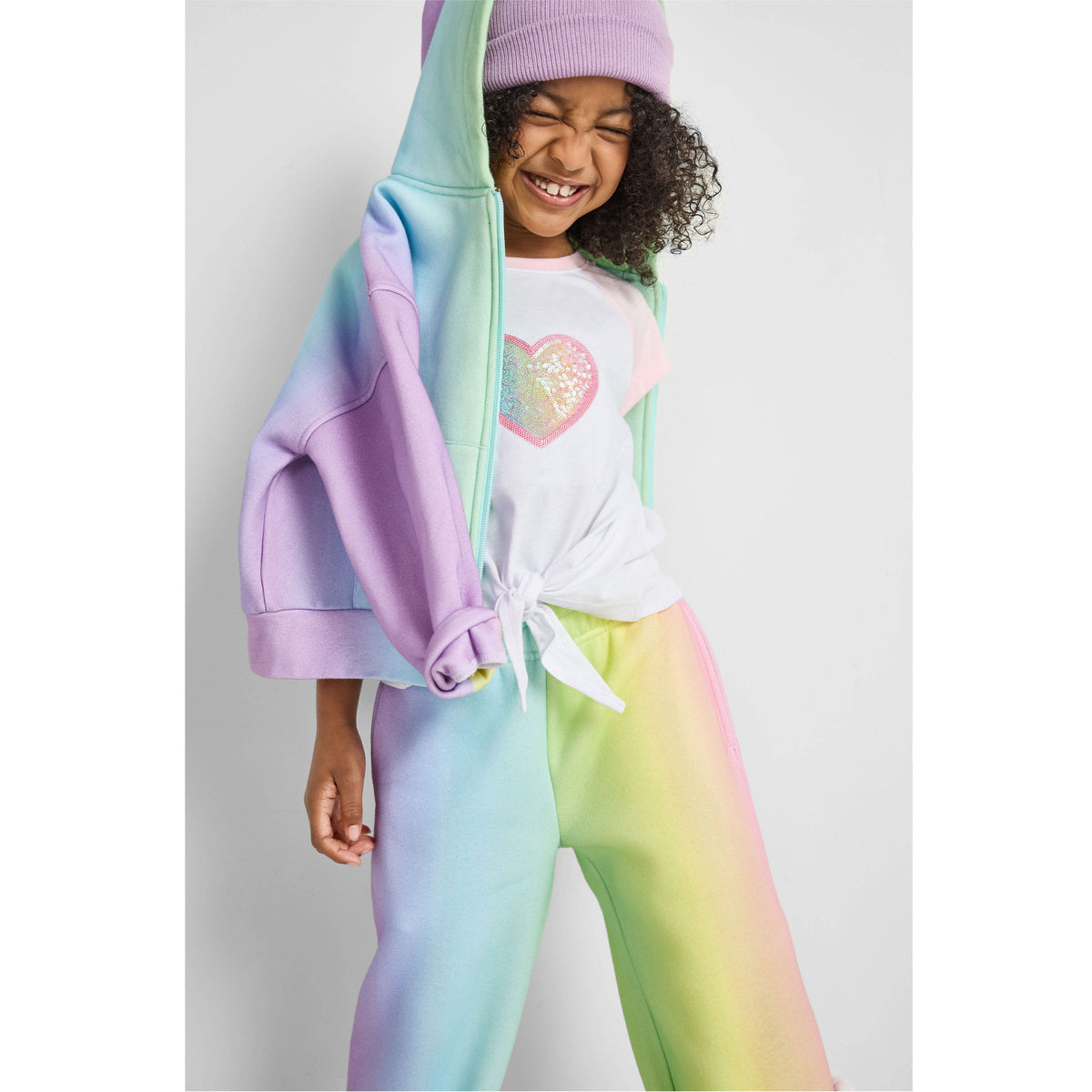 Organic Cotton Knotted Baseball Tee - Heart Sequin