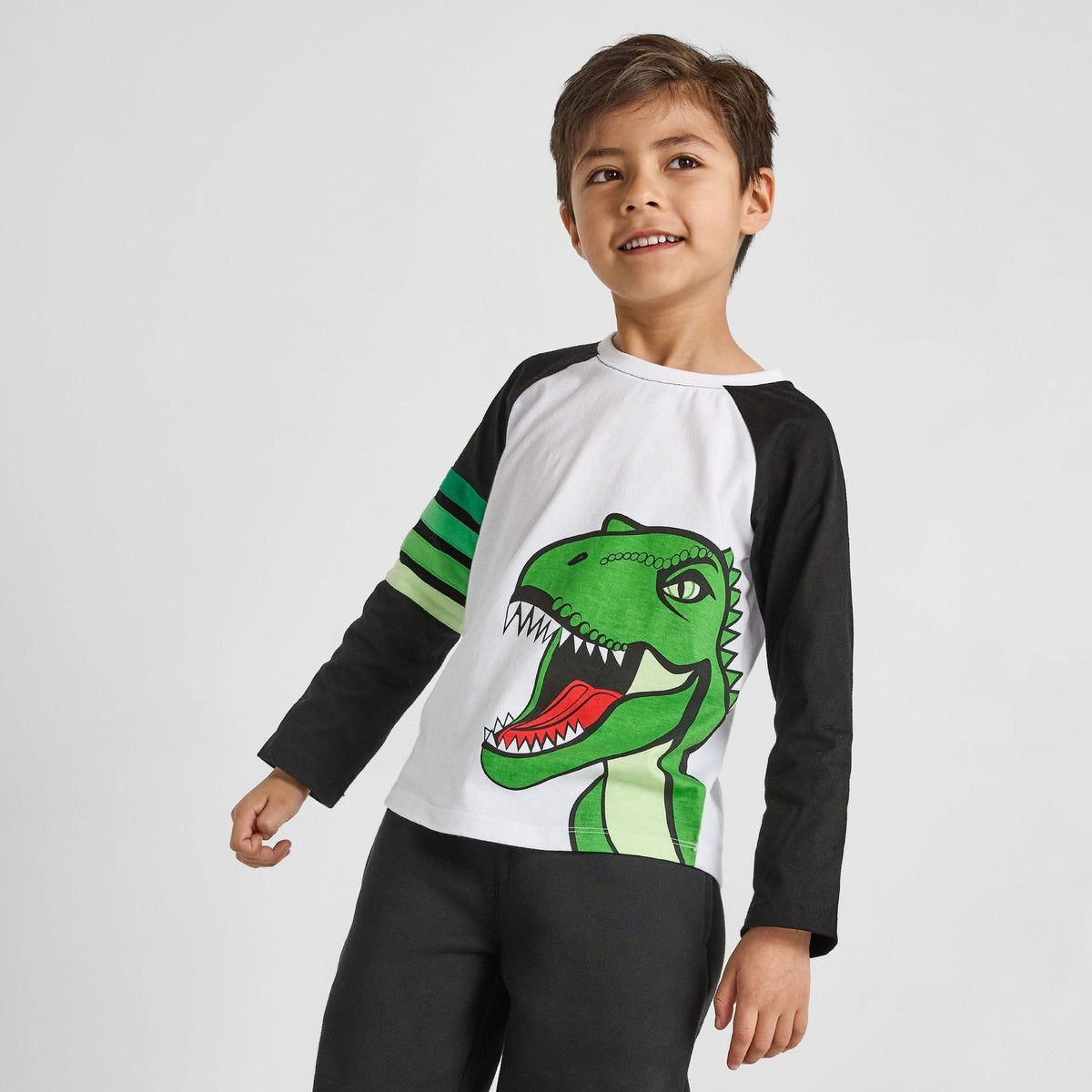 Organic Cotton Baseball Tee - Dinosaur Print