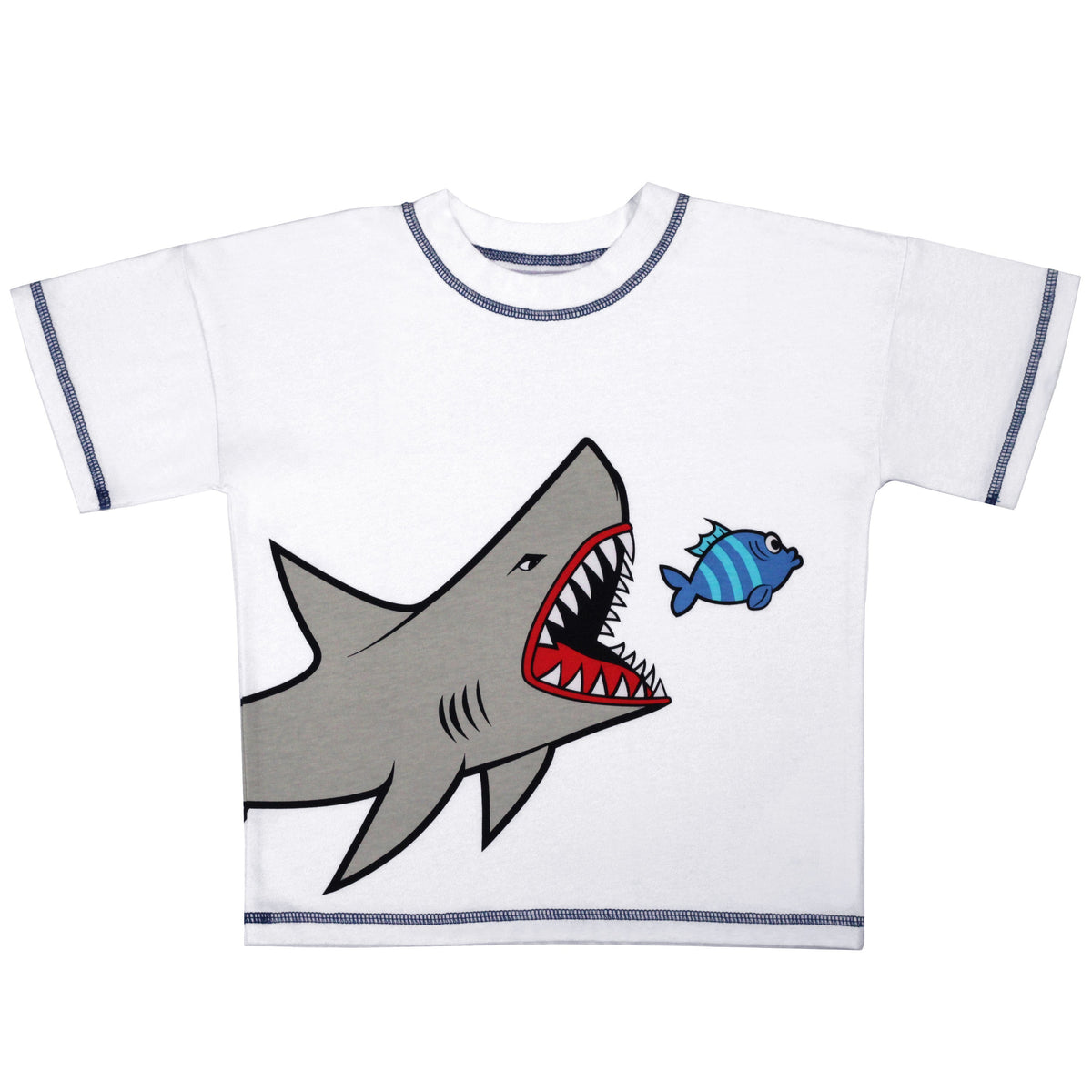 Organic Cotton Crewneck T-Shirt - Shark Print