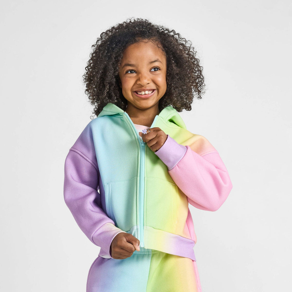 Organic Cotton Zip-Up Hoodie - Rainbow Stripes