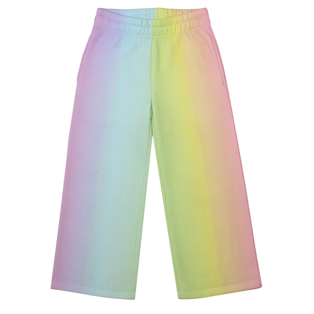 Organic Cotton Wide-Leg Joggers - Rainbow Stripes