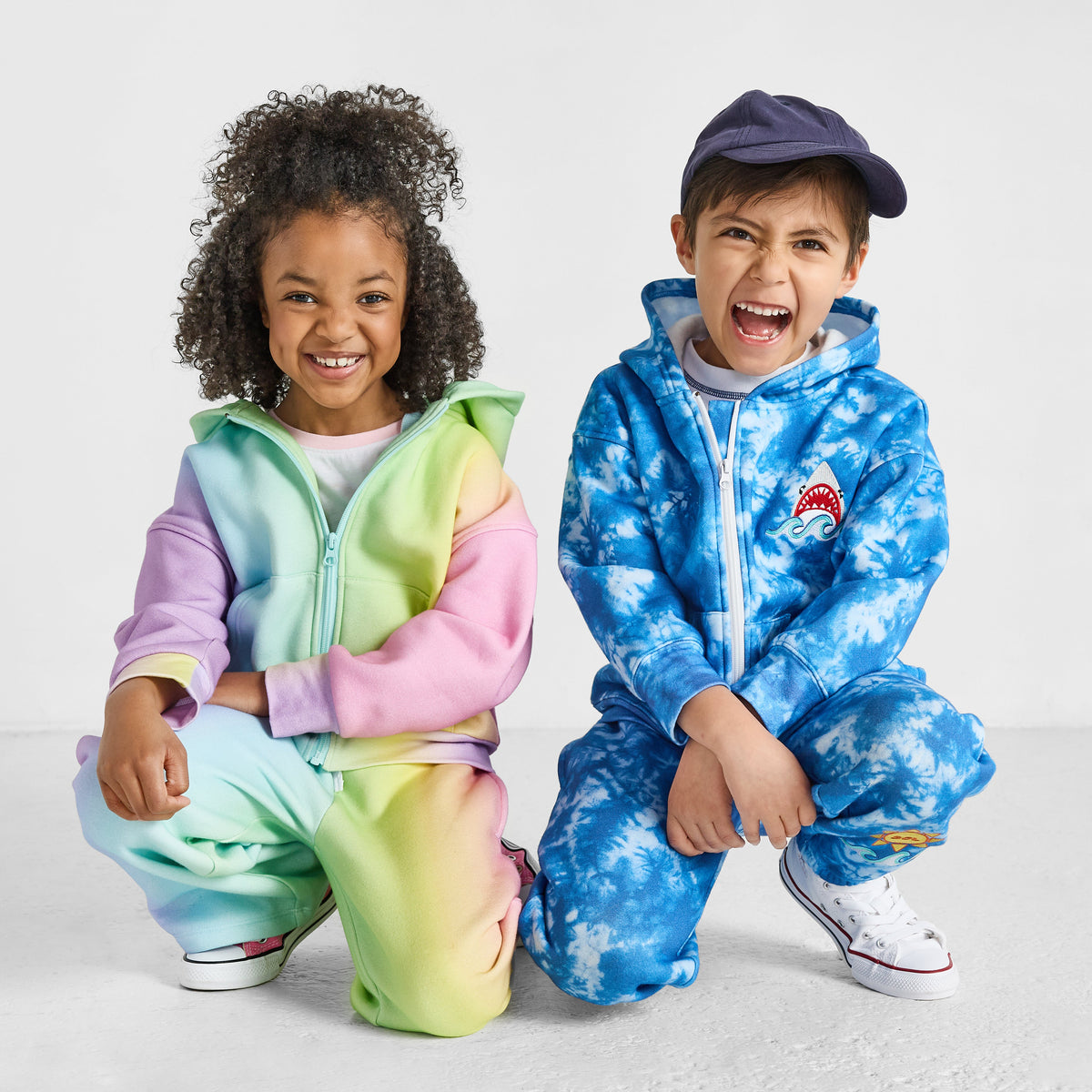 Organic Cotton Zip-Up Hoodie - Shark Tie-Dye Ocean