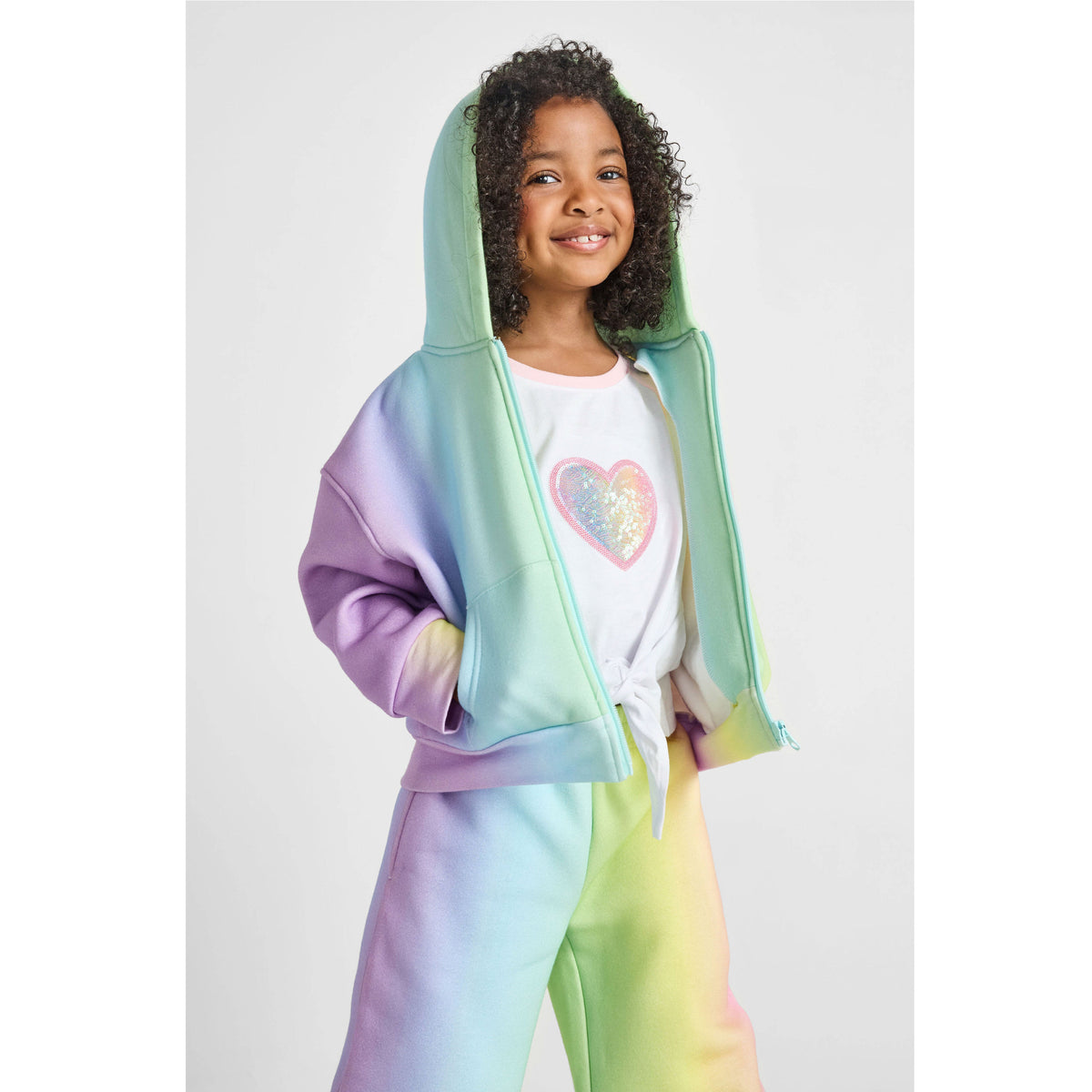 Organic Cotton Zip-Up Hoodie - Rainbow Stripes