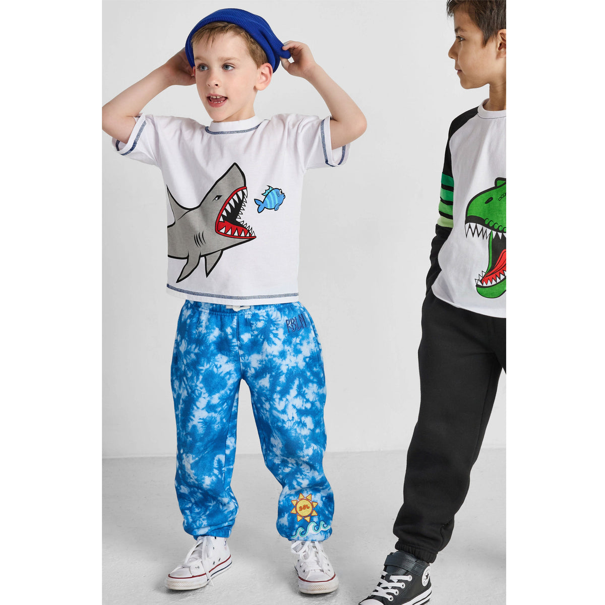 Organic Cotton Crewneck T-Shirt - Shark Print