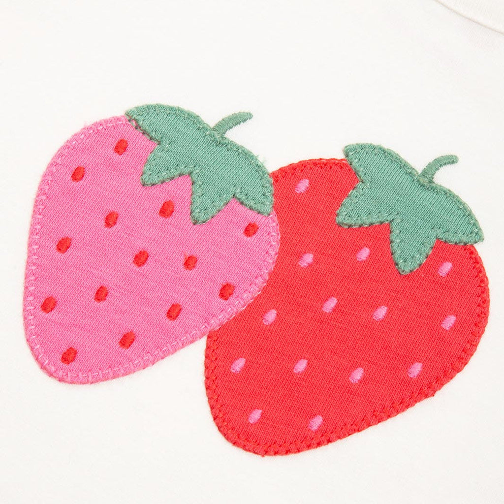 Organic Cotton Short Sleeve Bodysuit - Strawberry Appliqué
