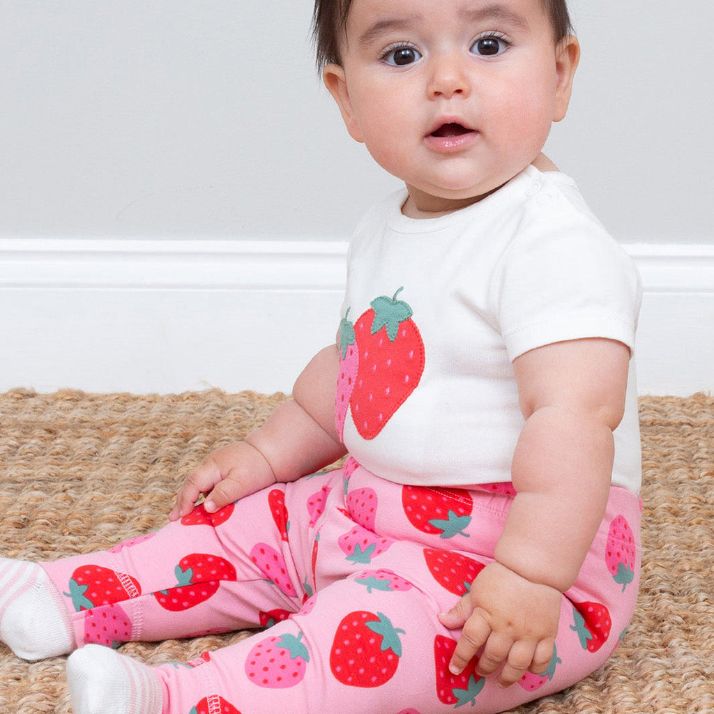 Organic Cotton Baby Leggings - Strawberry Print