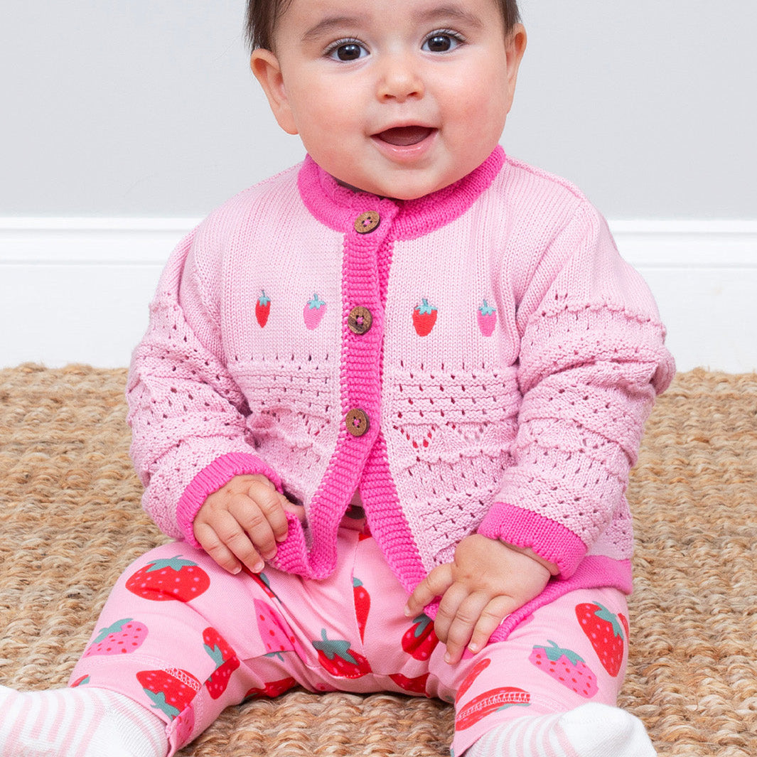 Organic Cotton Baby Leggings - Strawberry Print
