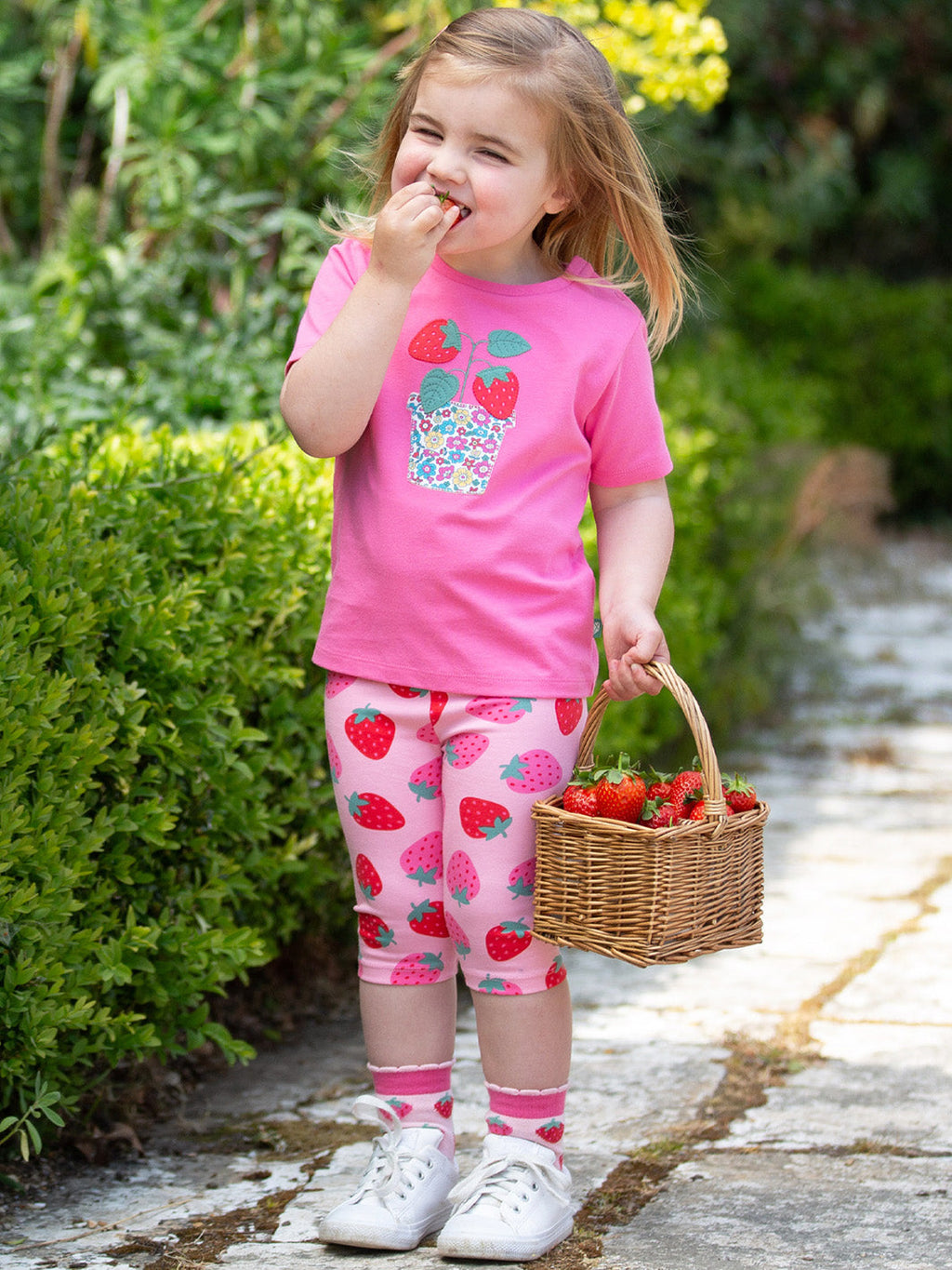Organic Cotton Pedal Pushers - Strawberry Print