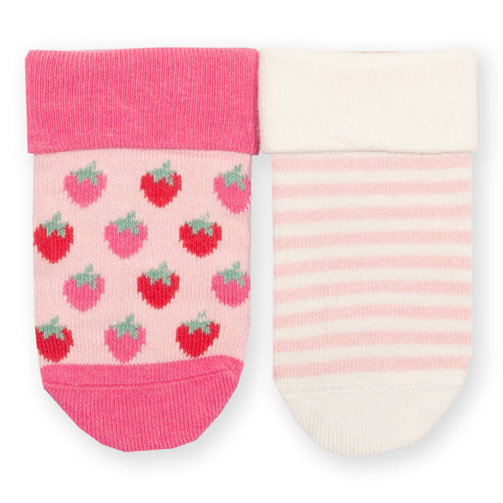 Organic Cotton Baby Socks 2-Pack - Berry Dot & Pink Stripe