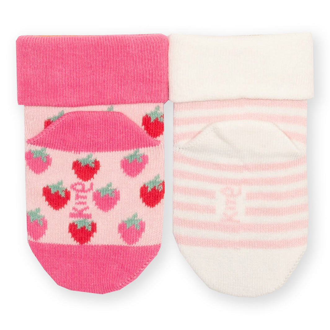 Organic Cotton Baby Socks 2-Pack - Berry Dot & Pink Stripe