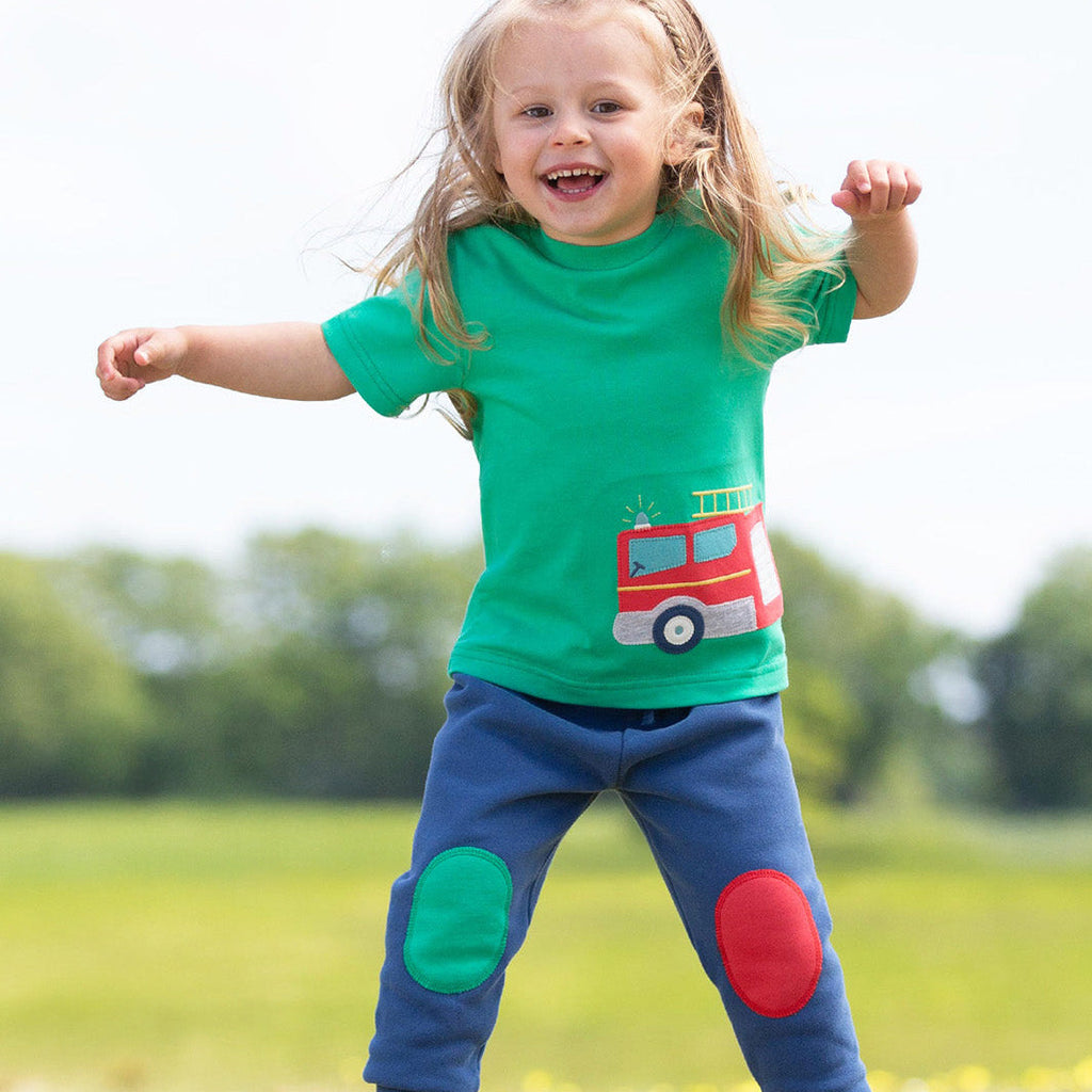 Organic Cotton Knee Patch Joggers - Blue