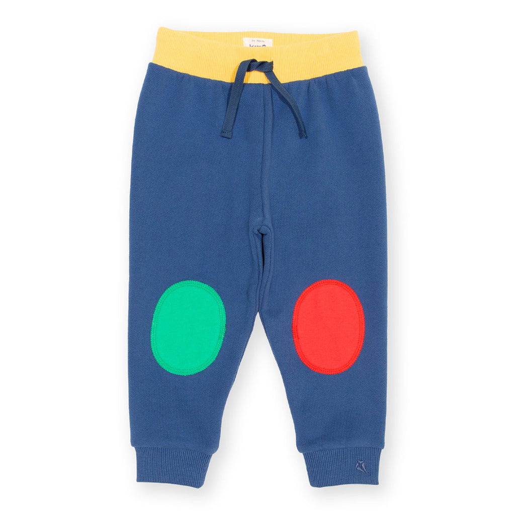 Organic Cotton Knee Patch Joggers - Blue