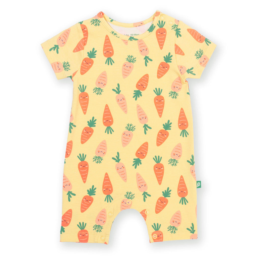 Organic Cotton Short Romper - Happy Carrot Print