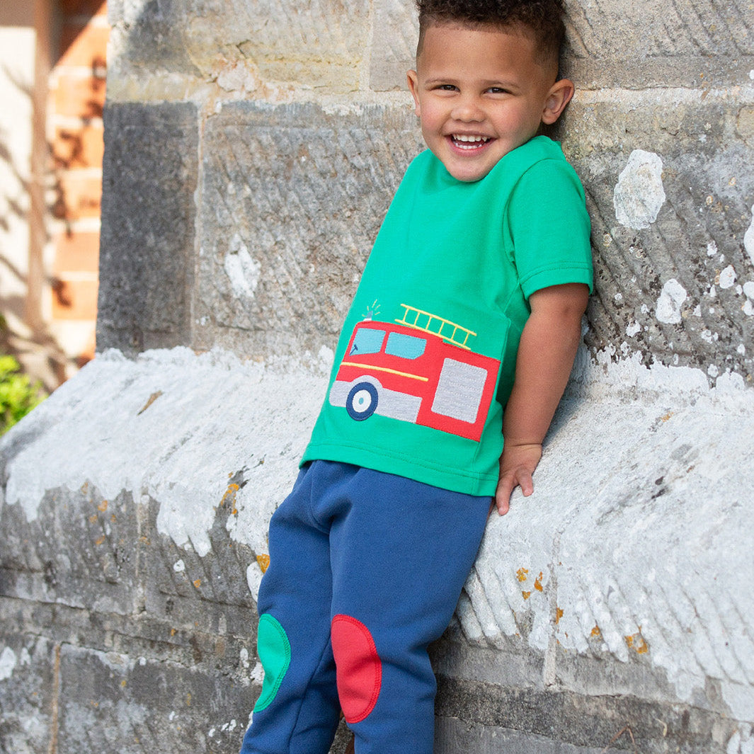 Organic Cotton Short Sleeve T-Shirt - Fire Engine Appliqué