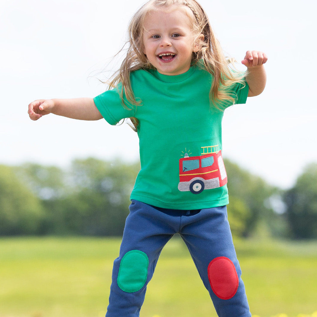 Organic Cotton Short Sleeve T-Shirt - Fire Engine Appliqué