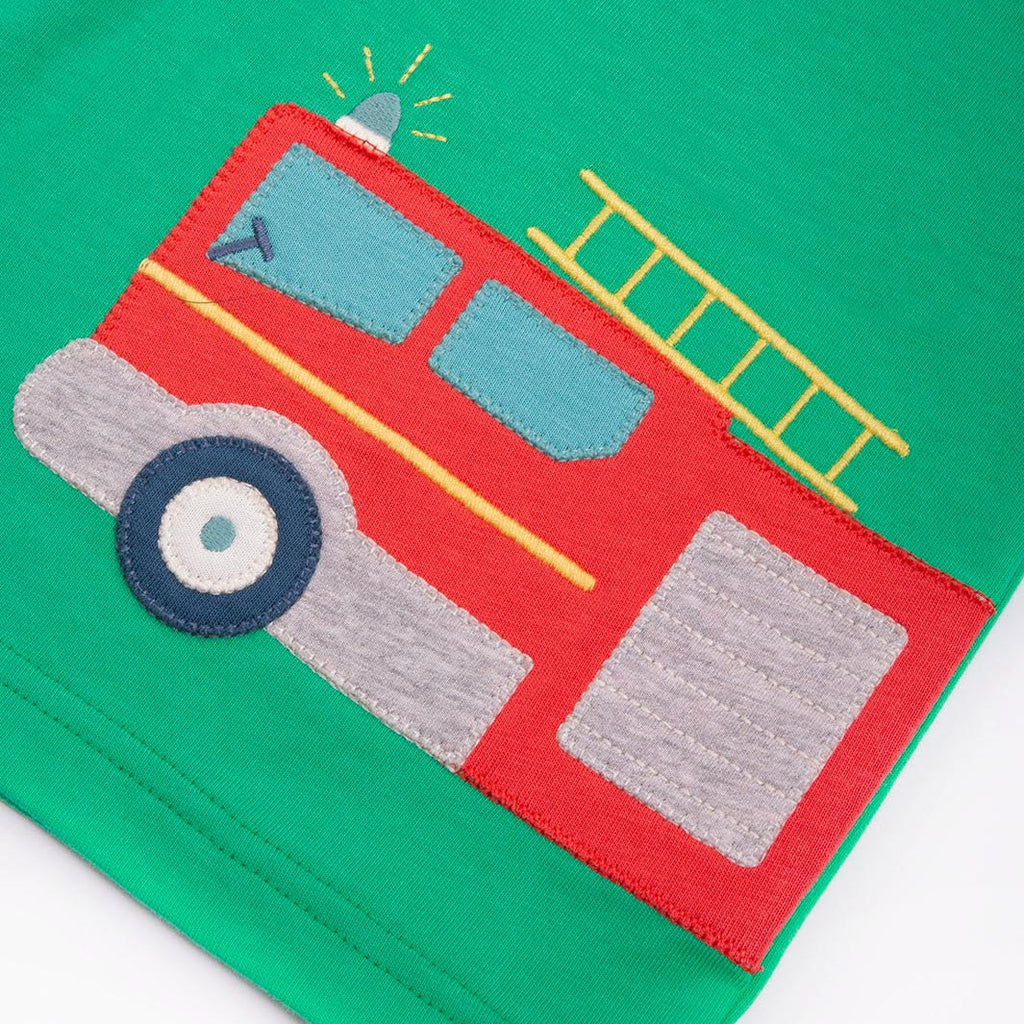 Organic Cotton Short Sleeve T-Shirt - Fire Engine Appliqué