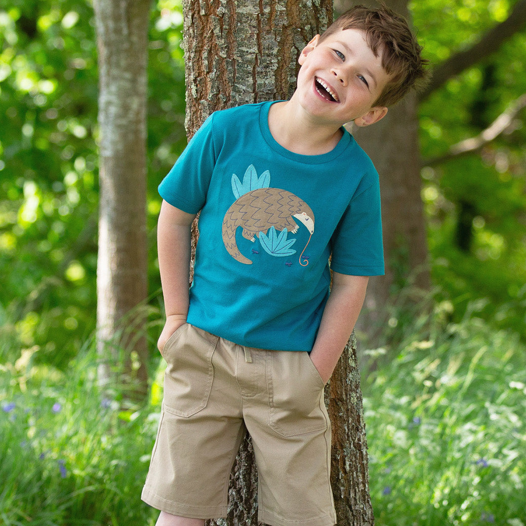 Organic Cotton Short Sleeve T-Shirt - Pangolin Appliqué