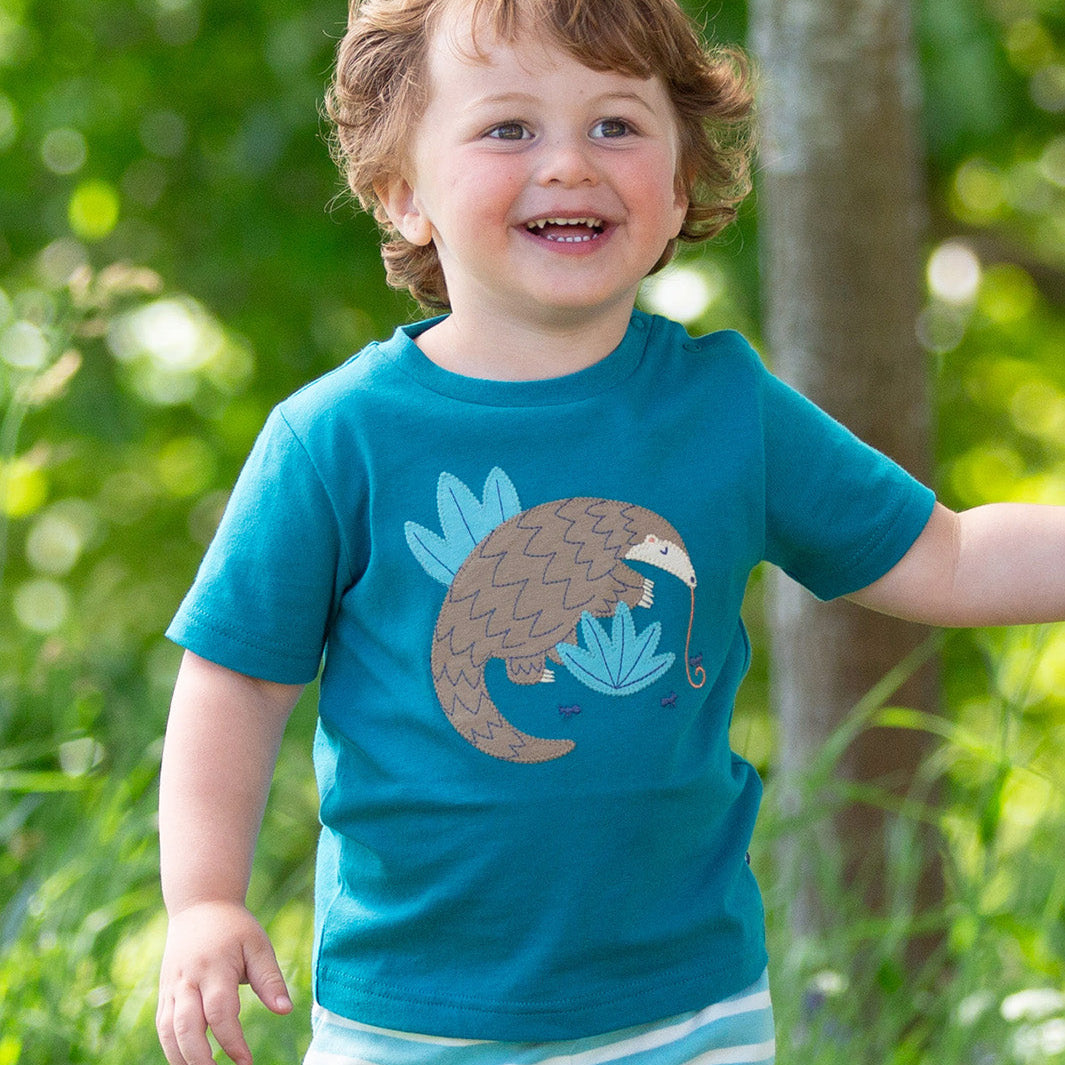 Organic Cotton Short Sleeve T-Shirt - Pangolin Appliqué