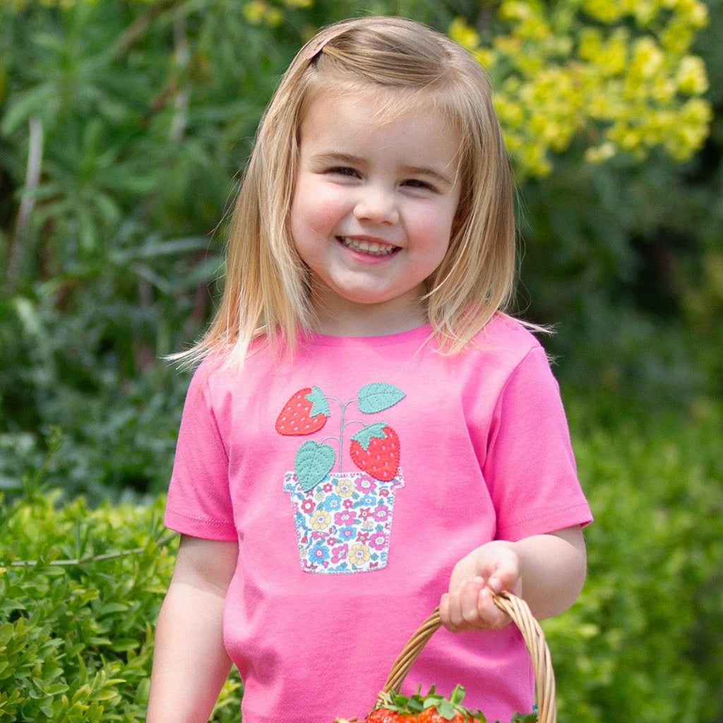 Organic Cotton Short Sleeve T-Shirt - Strawberry Appliqué