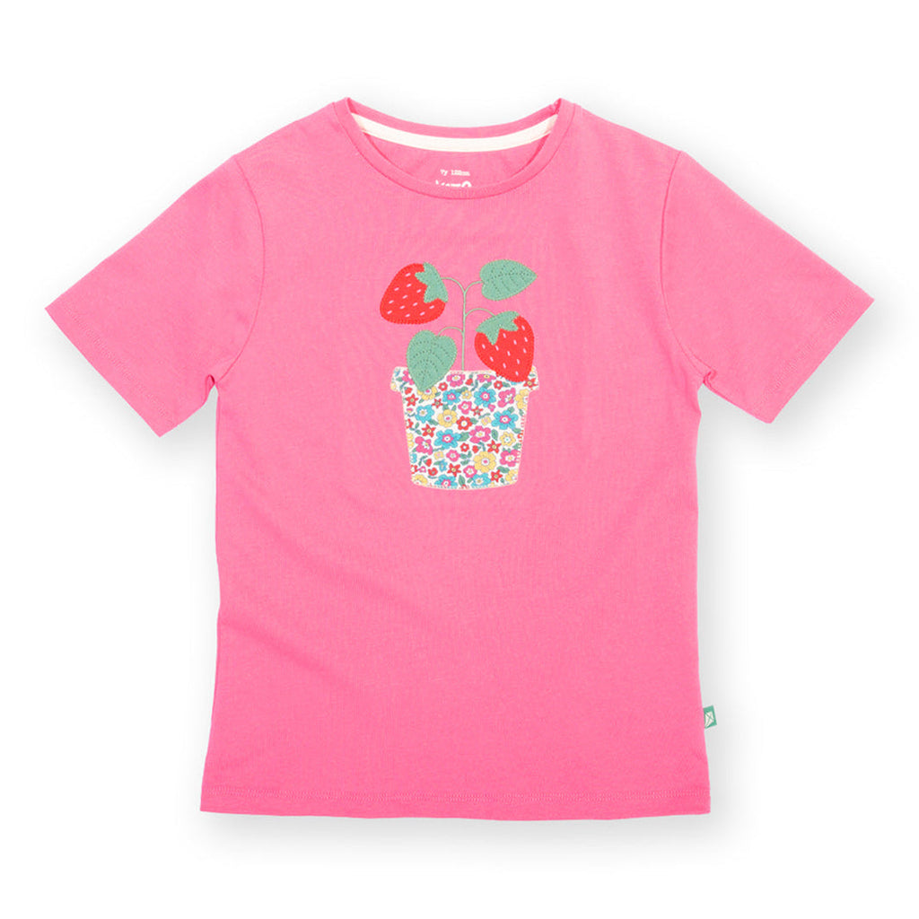 Organic Cotton Short Sleeve T-Shirt - Strawberry Appliqué