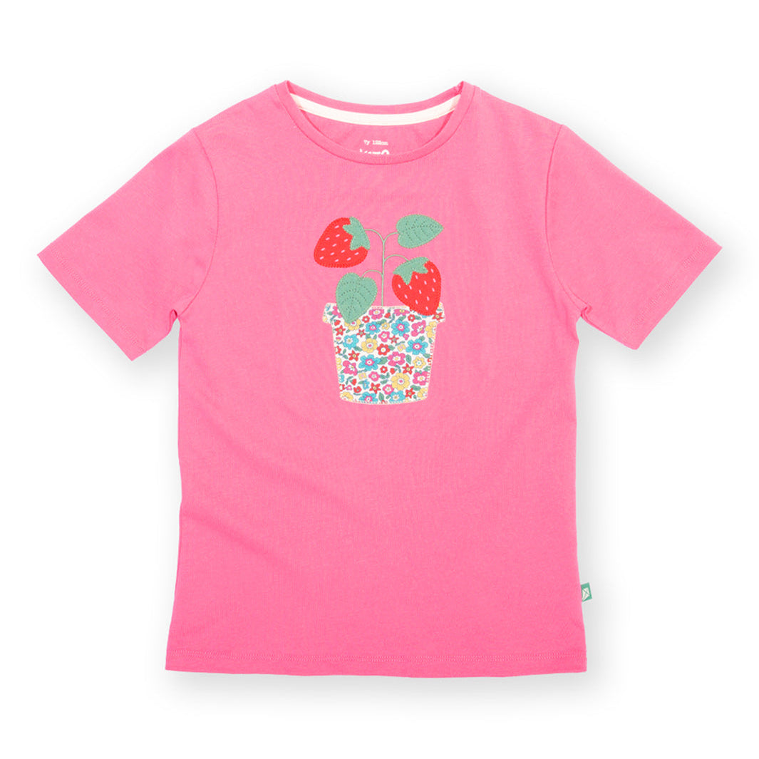 Organic Cotton Short Sleeve T-Shirt - Strawberry Appliqué
