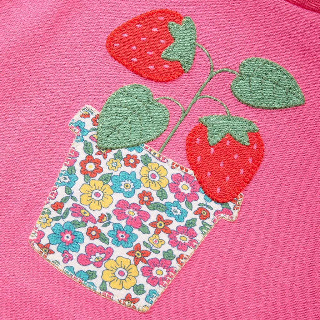 Organic Cotton Short Sleeve T-Shirt - Strawberry Appliqué