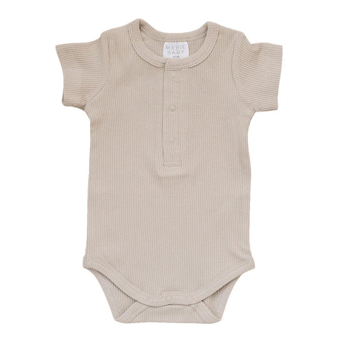 Organic Cotton Ribbed Snap Bodysuit - Oatmeal