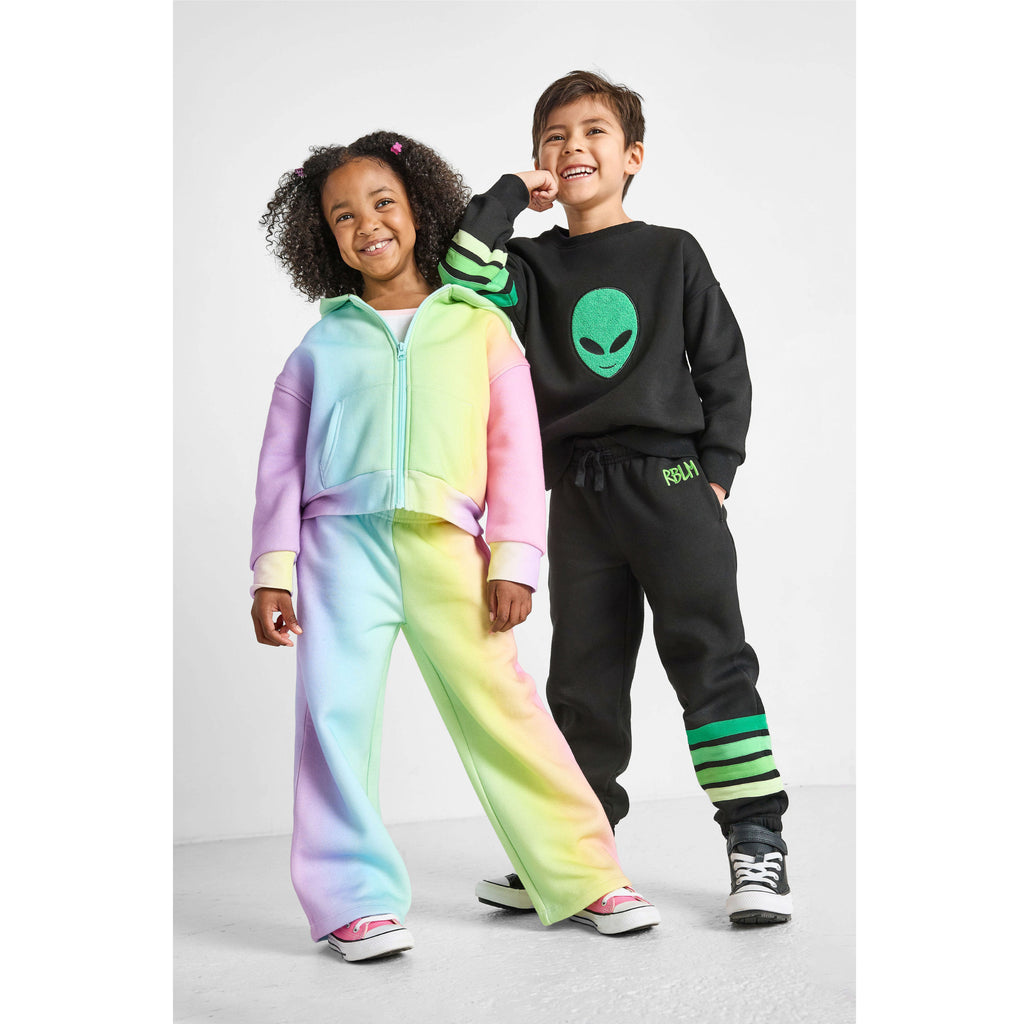 Organic Cotton Wide-Leg Joggers - Rainbow Stripes