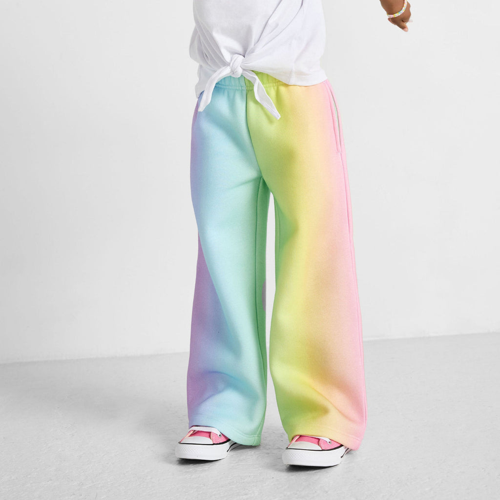 Organic Cotton Wide-Leg Joggers - Rainbow Stripes