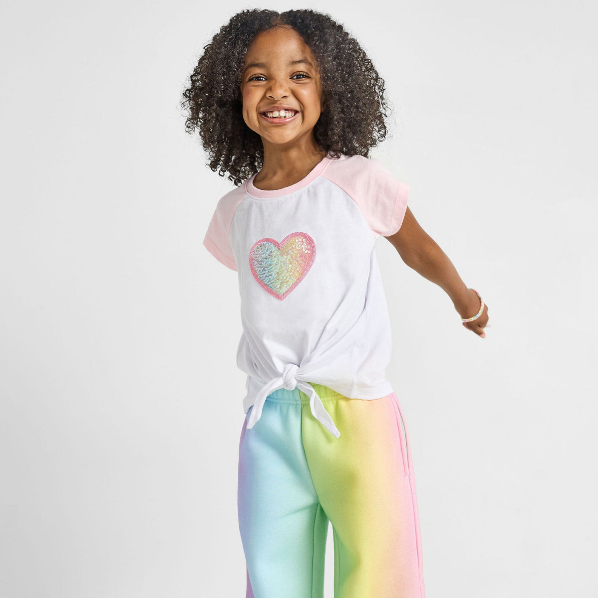 Organic Cotton Knotted Baseball Tee - Heart Sequin