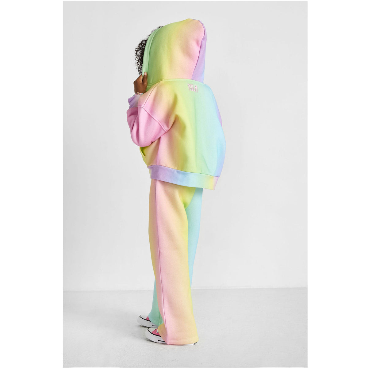 Organic Cotton Wide-Leg Joggers - Rainbow Stripes