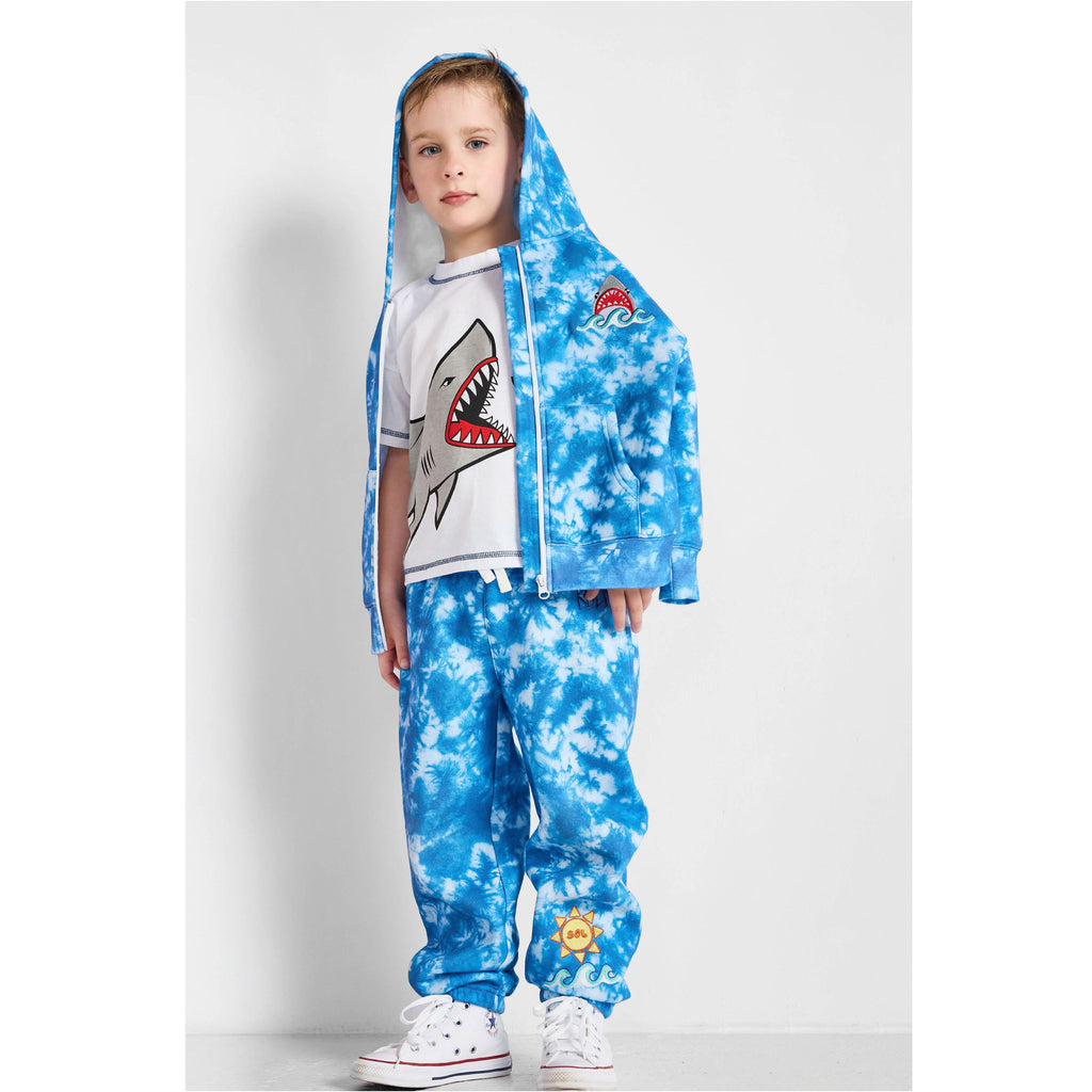Organic Cotton Zip-Up Hoodie - Shark Tie-Dye Ocean