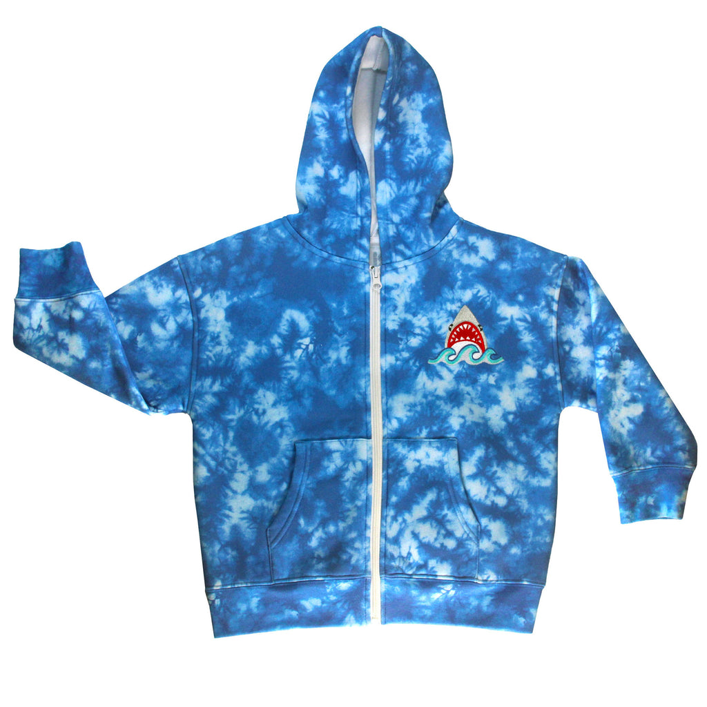 Organic Cotton Zip-Up Hoodie - Shark Tie-Dye Ocean