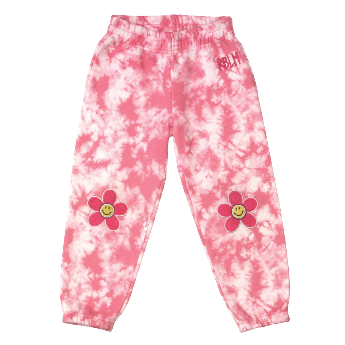 Organic Cotton Tie-Dye Joggers - Smiley Patch Pink