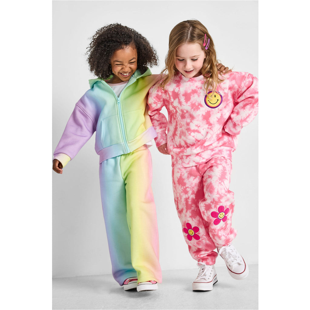 Organic Cotton Tie-Dye Joggers - Smiley Patch Pink