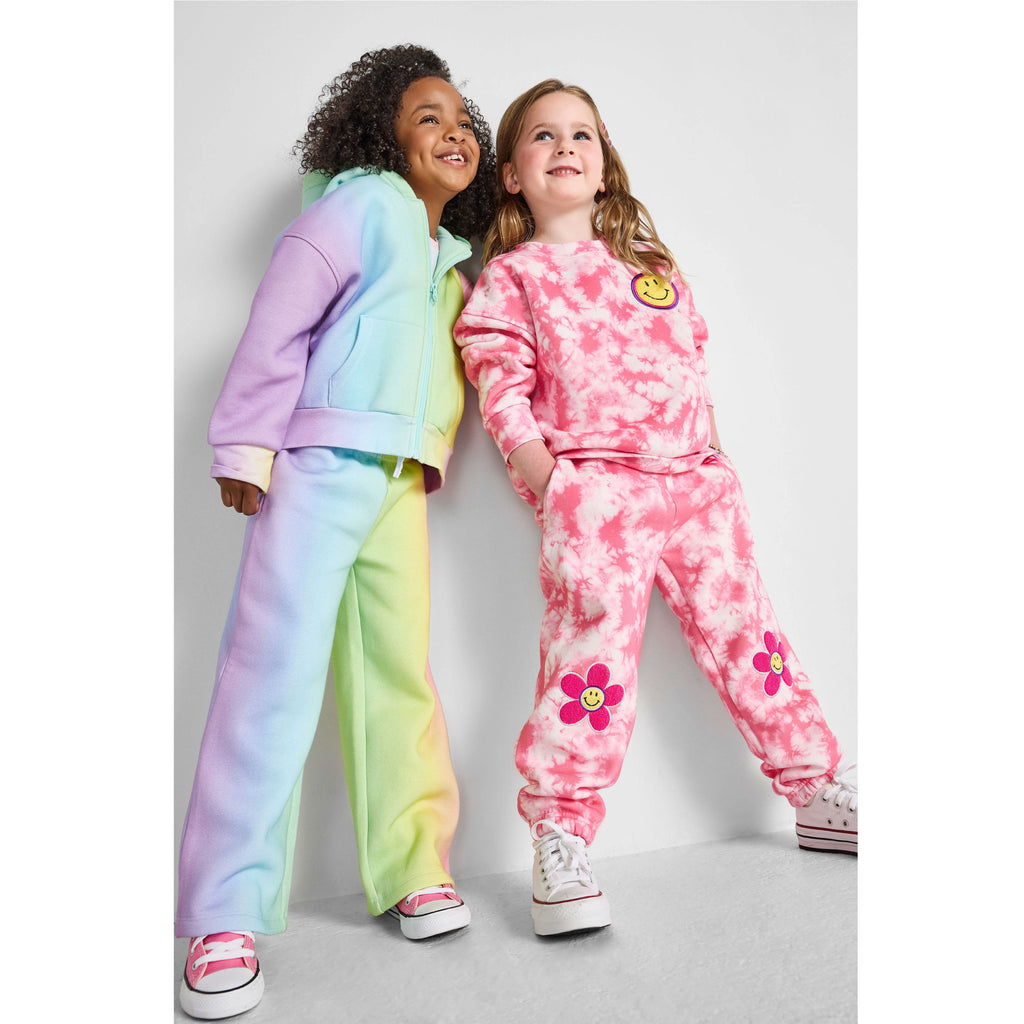 Organic Cotton Crewneck Sweatshirt - Smiley Tie-Dye Pink