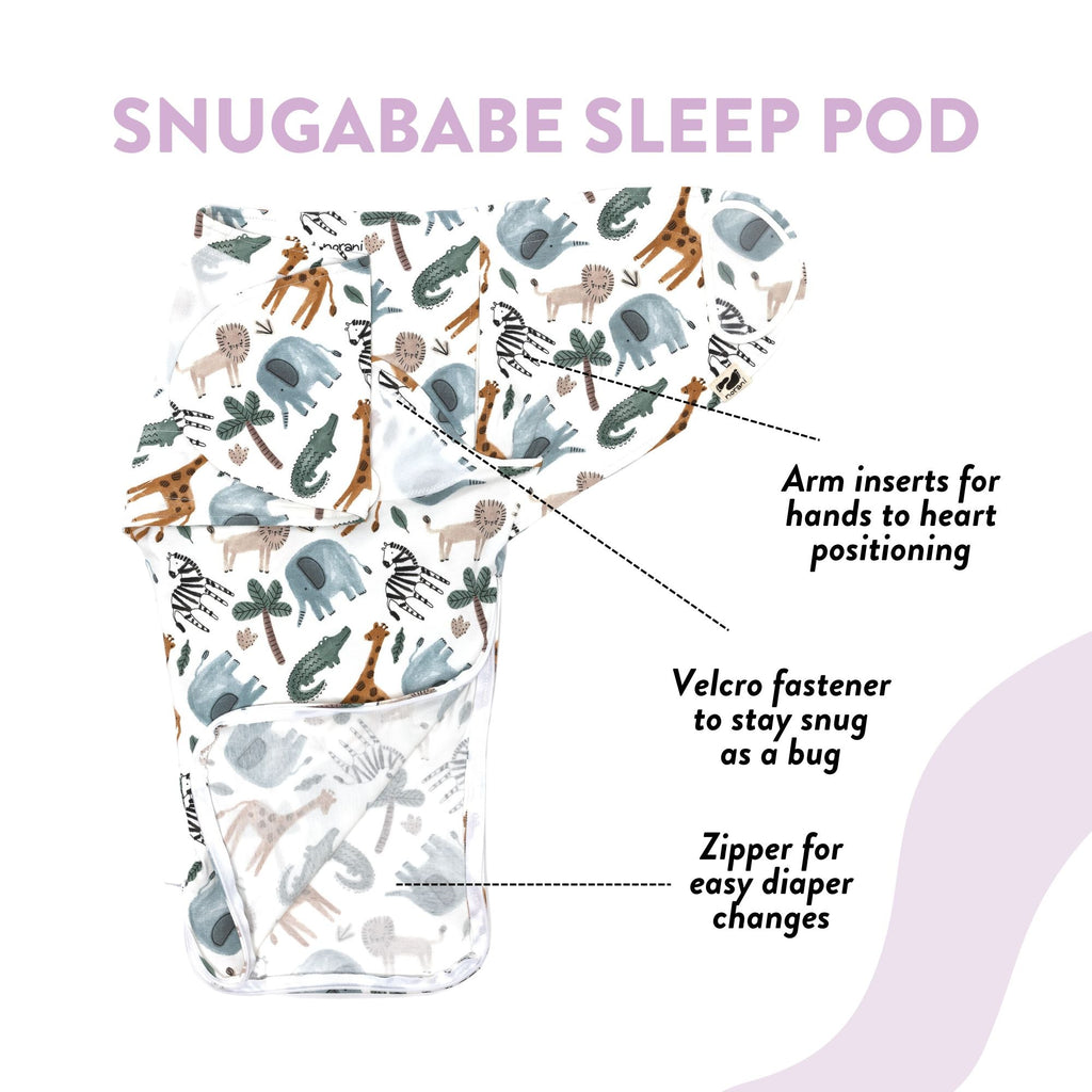 Organic Cotton Snugababe Swaddle™ - Safari Animals