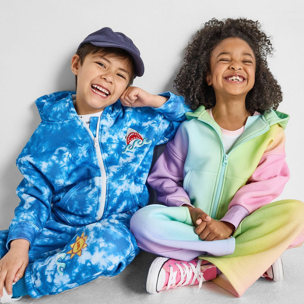 Organic Cotton Zip-Up Hoodie - Shark Tie-Dye Ocean