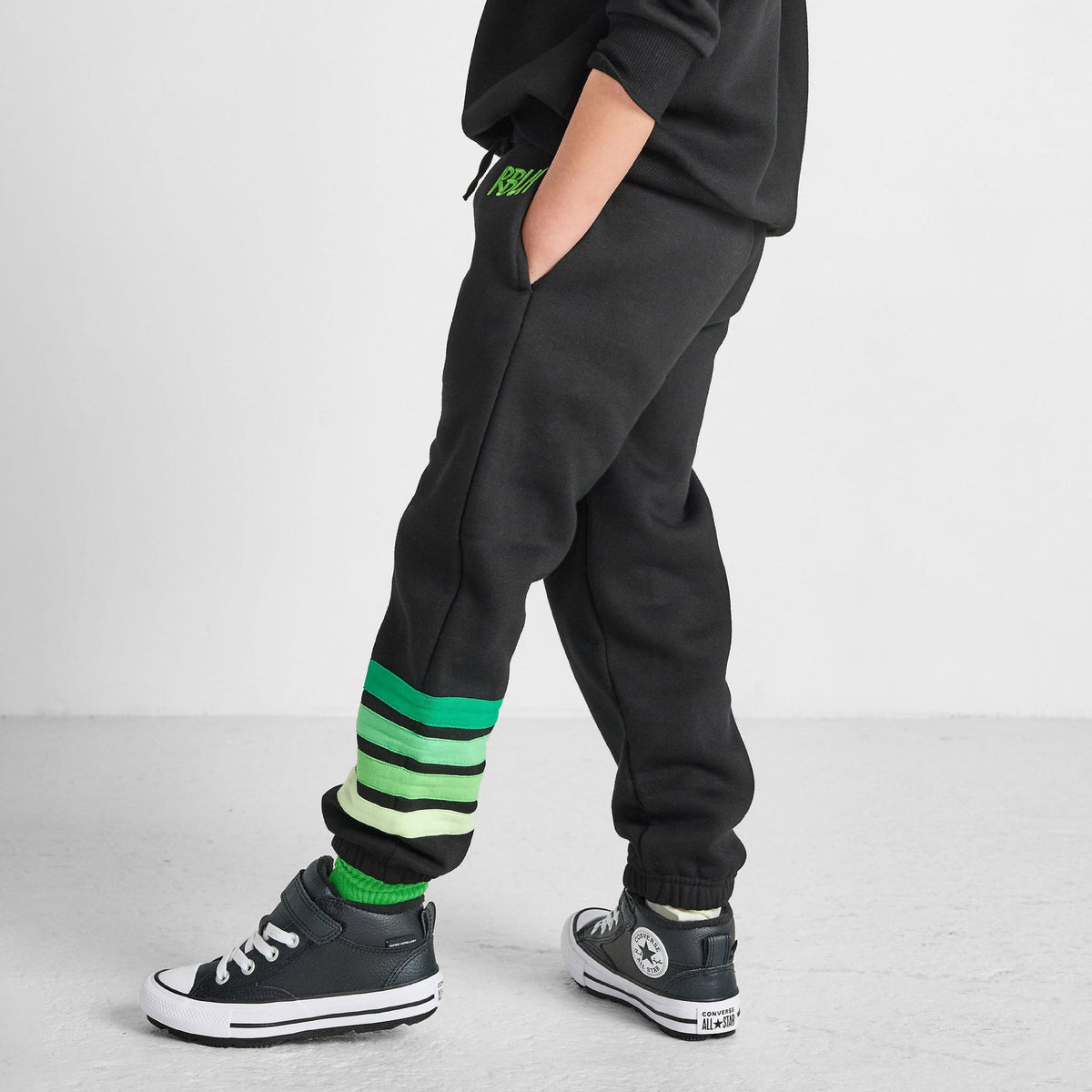 Organic Cotton Joggers - Green Striped